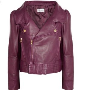 NWOT RED Valentino burgundy leather jacket w/ bow